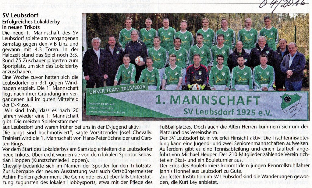 1. Mannschaft 0416